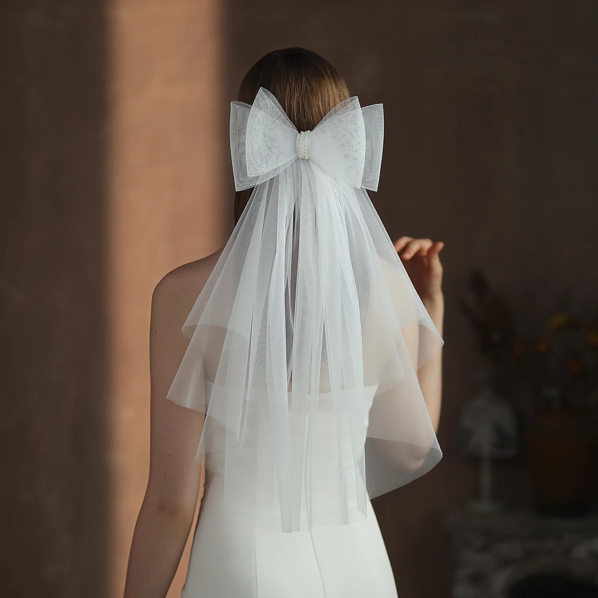 voile mariée blanc tulle multicouche élégant bride semi transparent classique fixe cheveux