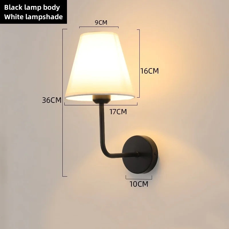 applique murale moderne or noir beige toile lin lampe abat jour