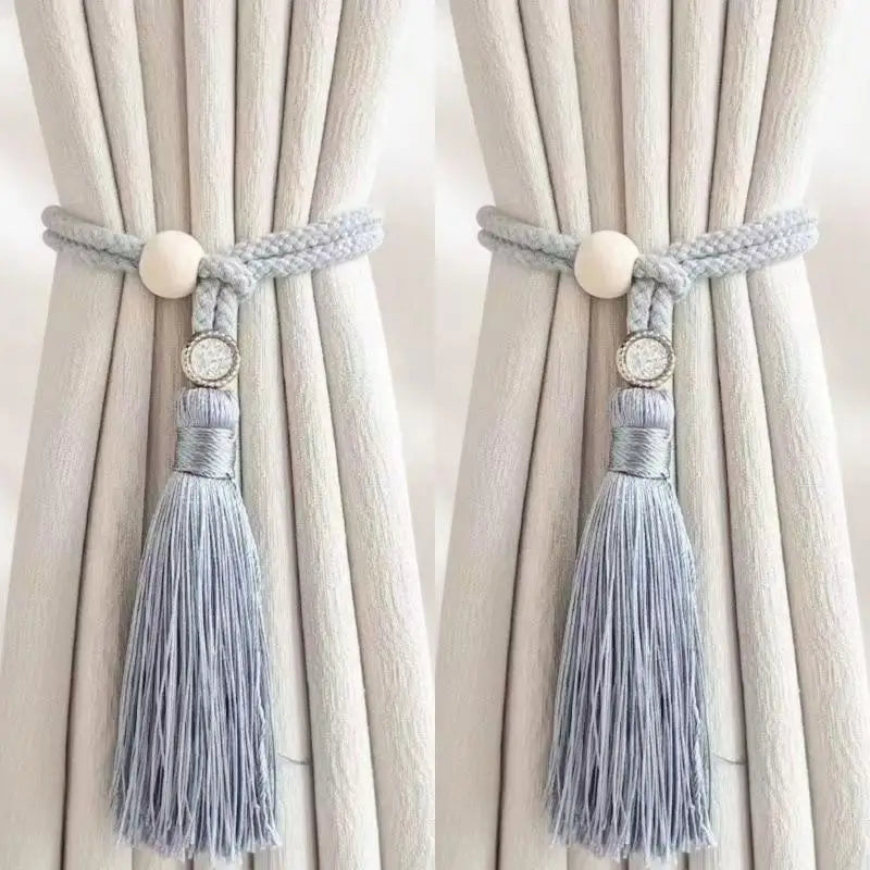 anneau bois cordelette pompon franges deco moderne rustique tissu coton beige clair