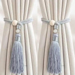 anneau bois cordelette pompon franges deco moderne rustique tissu coton beige clair