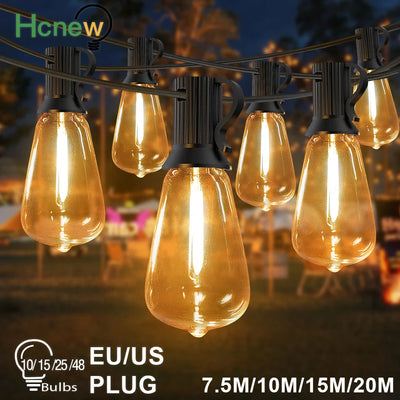 Guirlande lumineuse exterieur 20 metres LED etanche suspendue dans un jardin