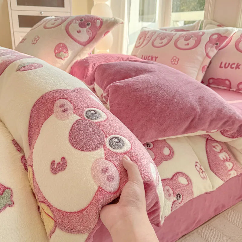 Housse de couette bleue avec motif patchwork
