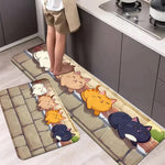 tapis sol antidérapant beige orange moderne dessin animé chats 40x60cm 50x80cm adhésif antiusure salon