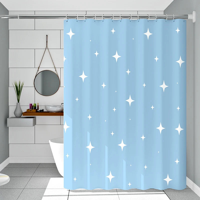 rideau douche moderne opacité bulles triangles blanc bleu vert jaune