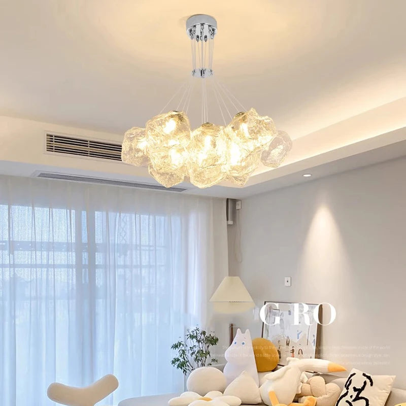 suspension lumineuse led verre dépoli moderne transparent reflets dorés 4500k 3000k 6000k
