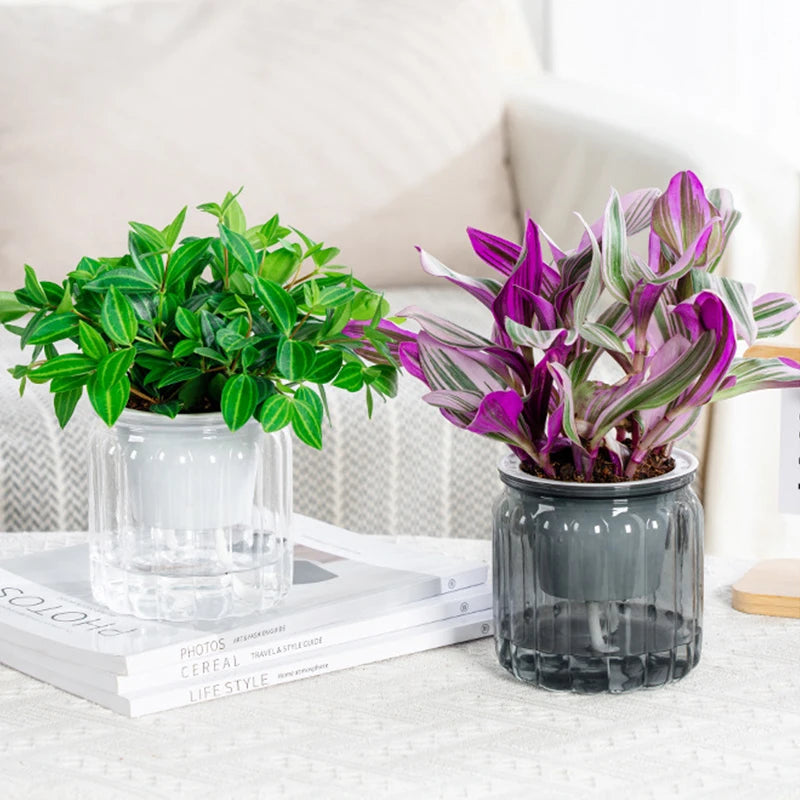 pot plante moderne blanc orange gris triangles géométriques absorbant eau fleur verteintérieur maisonadulteunisexe