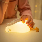 veilleuse canard mignon blanc jaune yeux noirs bec orange moderne table chambre coucher