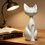 statue chat blanc crème texture rugueuse minimaliste deco maison erotique figurine