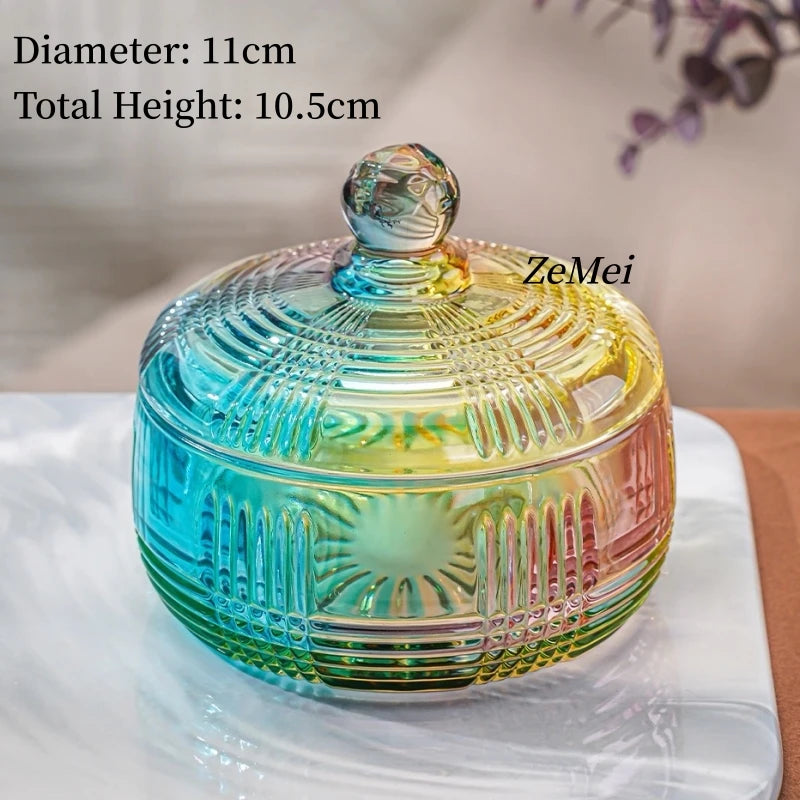 boîte bonbons cristal transparente rétro élégante blanches vintage orange bleu vert jaune gravé