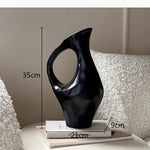 vase céramique moderne noir blanc argenté minimaliste sculpture décoration table opaque floral