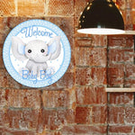 décoration murale bébé éléphanteau bienvenue aluminium résistant 20x20cm aquarelle