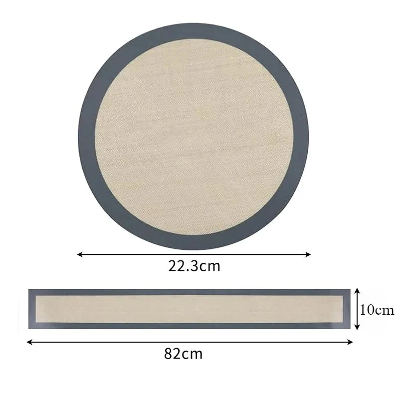 tapis cuisson silicone antiadhésif gris géométrique moderne poignée amovible gâteau pizza biscuits 22cm