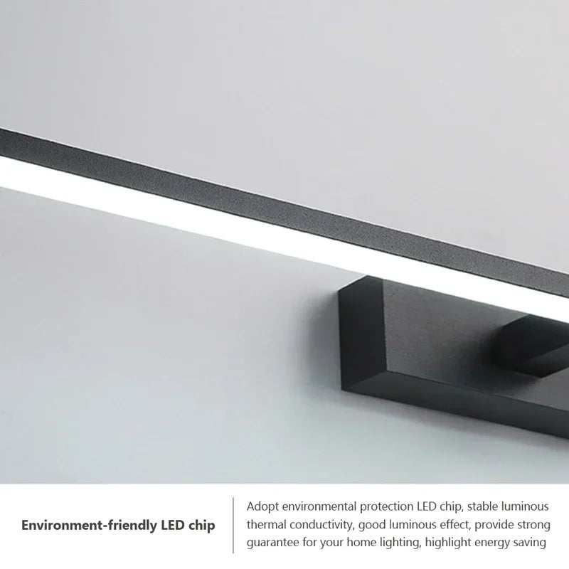 lampe miroir postmoderne noir mat fixée mur éclairage led moderne 60cm 80cm 100cm