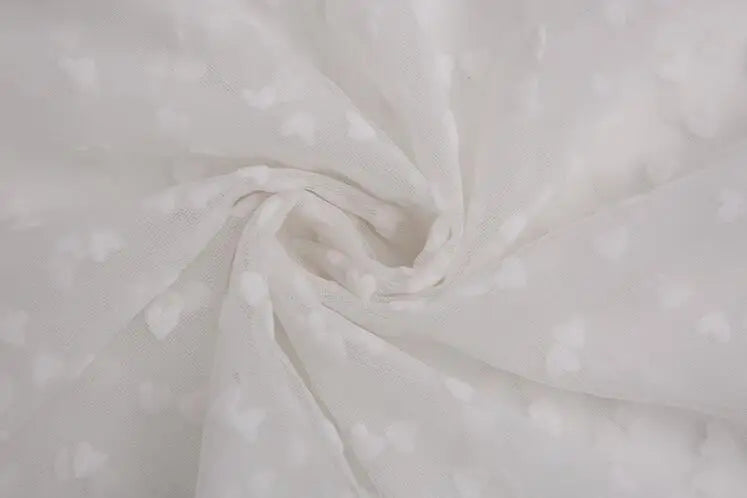 tissu polyester dentelle coeurs blanc noir rose beige rouge translucide mariage
