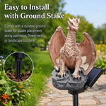 statue dragon lumineuse résine marron fantastique décoration extérieure jardin maison plumes ailes details réaliste