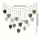 guirlande murale boho feuilles vert sauge blanc tissage macramé naturel