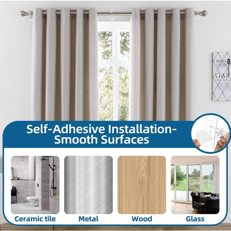 supports tringles rideaux adhésifs transparents modernes double fixation sans perçage tringles adaptatives rideaux
