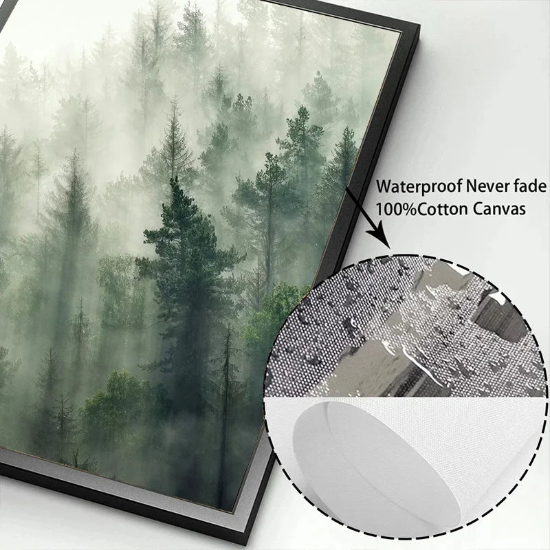 toile d'art moderne impression forestière abstraite verte décoration murale sans cadre chambre salon