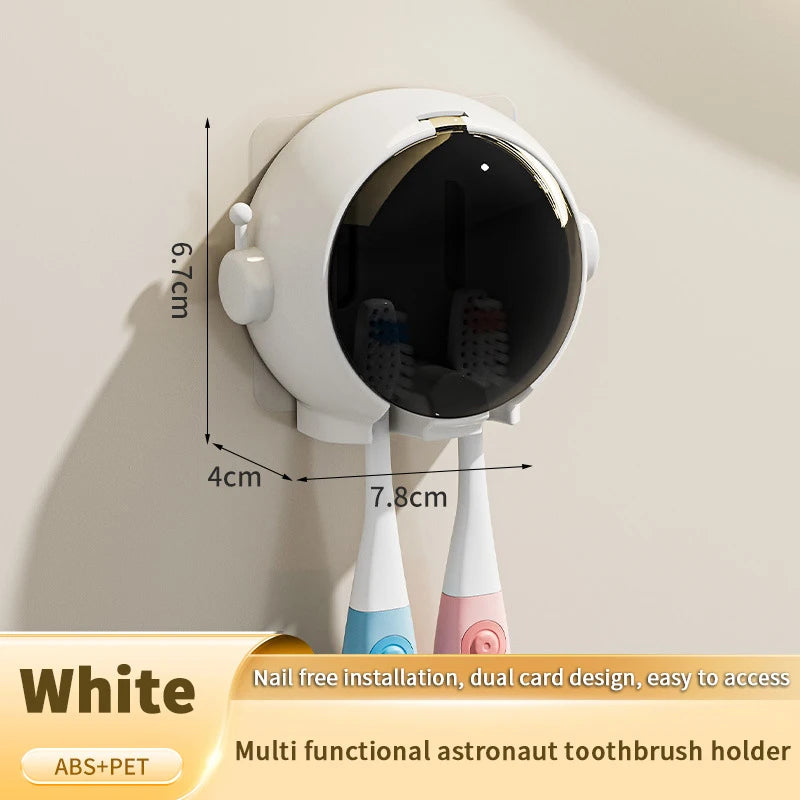 porte brosses dents mural casque astronaute beige clair rose blanc adhésif figurine astronaute modernes