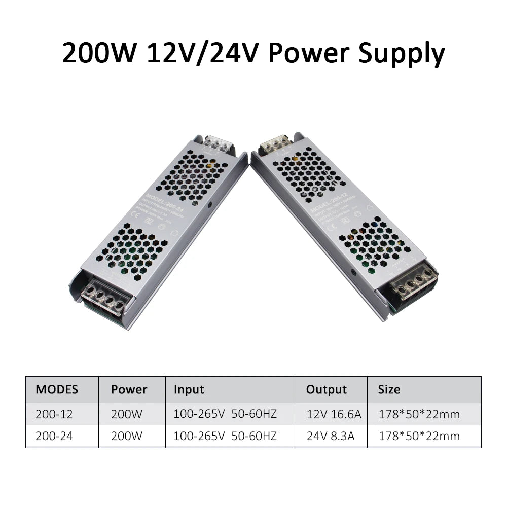 alimentation électrique 12v 24v 60w 100w 200w 300w 400w 110v 220v gris métallique certifié