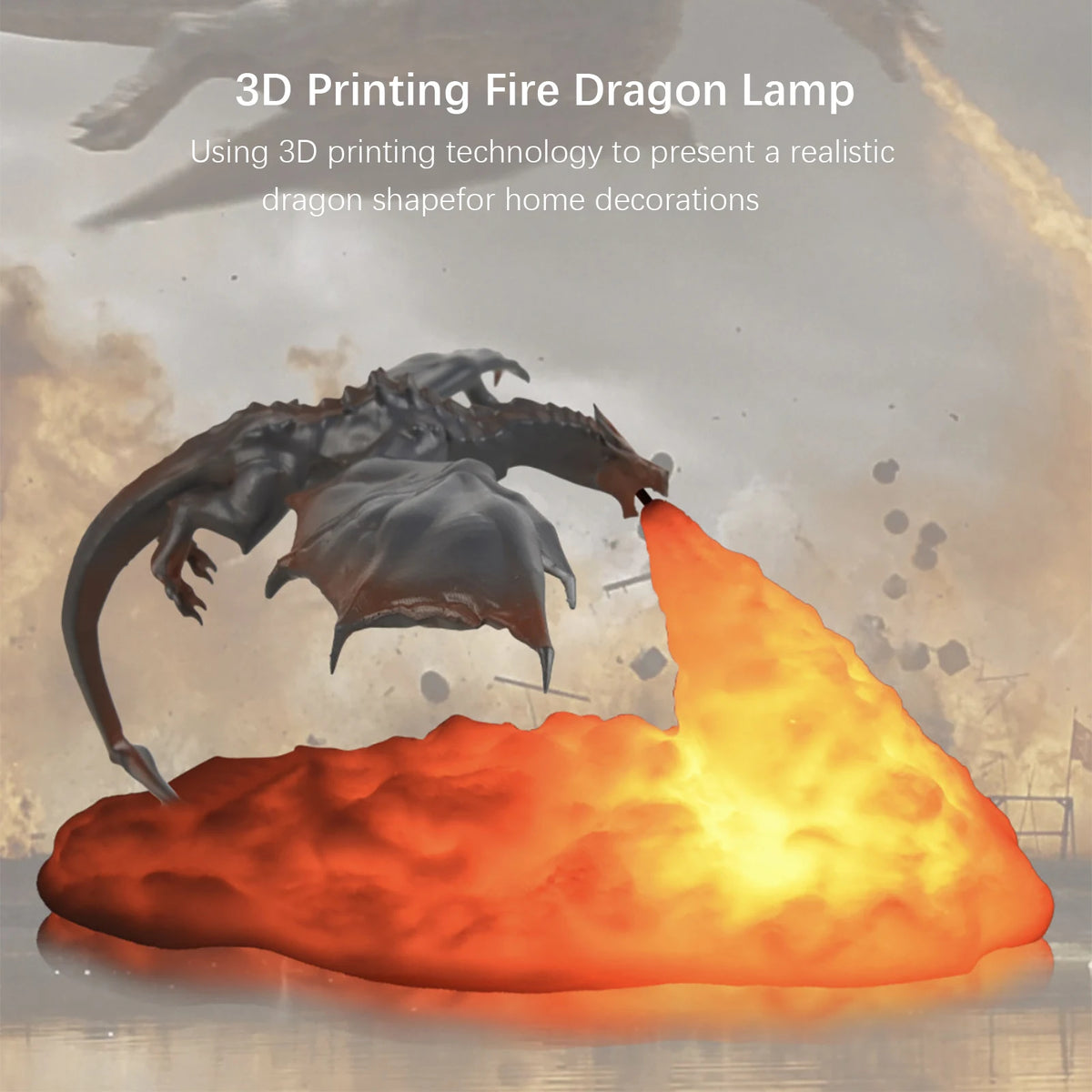 lampe led dragon 3d nuit rechargeable usb noir rouge blanche réaliste chambre deco festive