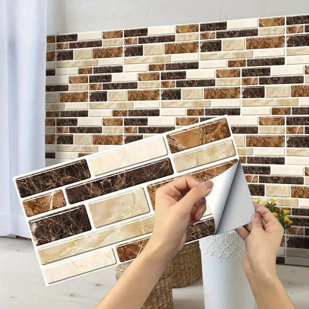 panneaux decoratifs murals marron moderne adhésifs resistant l'eau texture brique 25 pieces