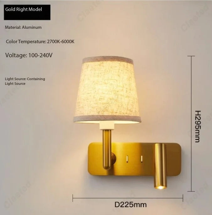 lampe murale moderne or abatjour beige minimaliste led chambre salle manger