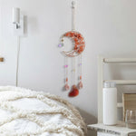 mobile mural décoratif boho lune pierres semi précieuses or violet vert rose blanc doré