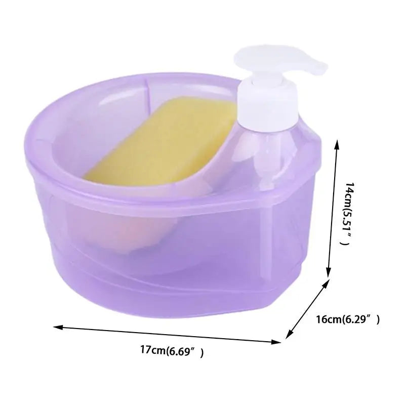 distributeur savon liquide éponge intégrée adhésif moderne transparent rose violet