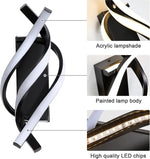 lampe murale led spirale moderne noir blanc abstrait opaque contemporain fixations murales certifications sécurité