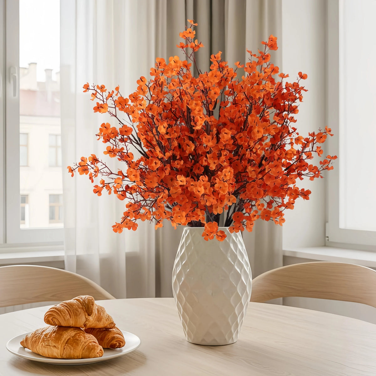 décoration automnale branches artificielles orange fleurs simples naturel intérieur halloween rustique minimaliste flexible