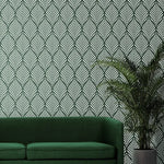 feuilles stylisées stencil blanc brun art deco peinture murale projet artisanal texture opaqueduocircle
