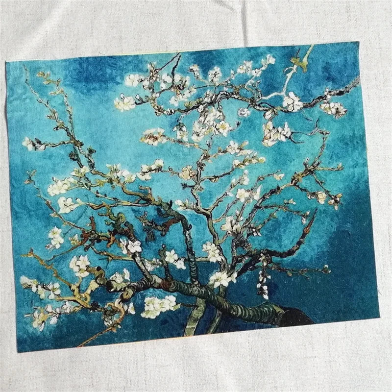 tissu coton lin hand dyed peinture huile van gogh rapide respirant craft scrapbooking patchwork