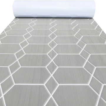 revêtement sol adhésif mousse eva motif hexagones gris blanc intérieur extérieur