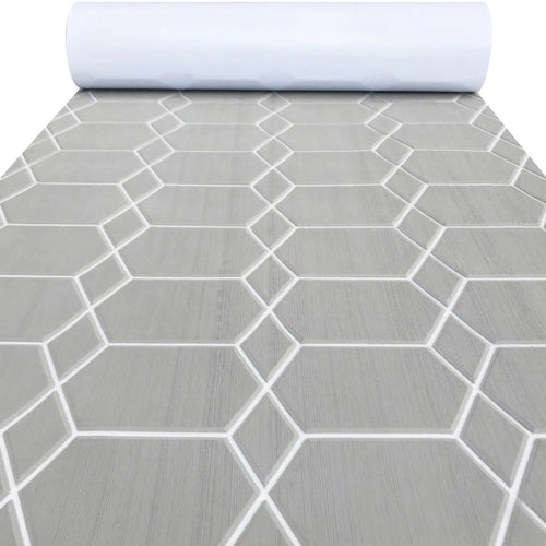 revêtement sol adhésif mousse eva motif hexagones gris blanc intérieur extérieur
