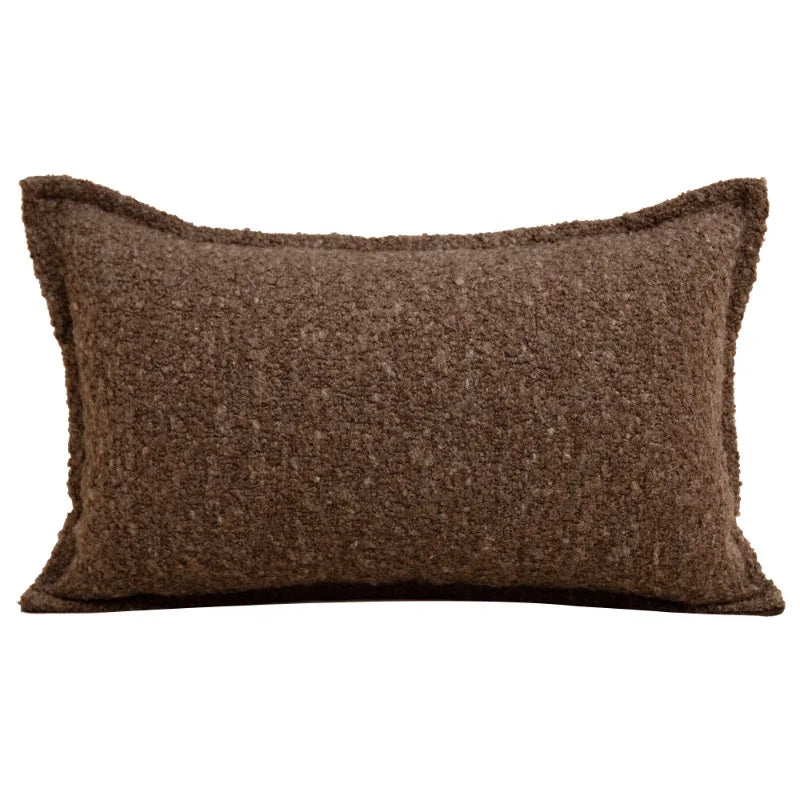 housse coussin jacquard contemporain rouge marron gris texture bouclée décoration salon canapé voiture