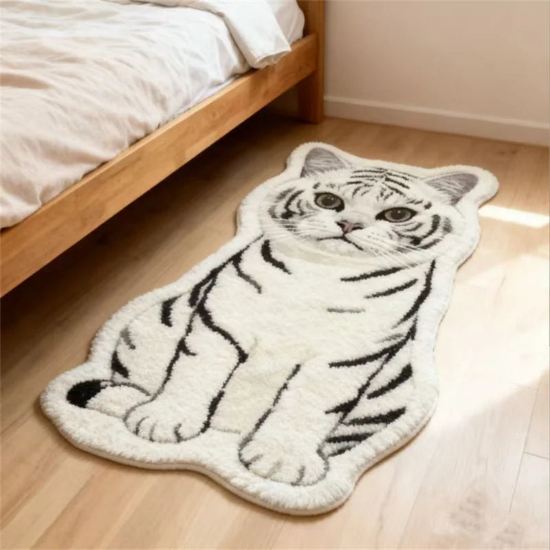 tapis acrylique antidérapant chat orange blanc moderne chambre salle bain porte sol