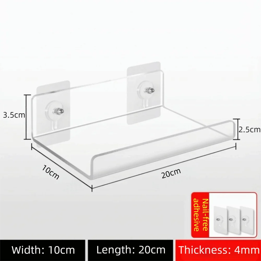 étagère murale transparente moderne adhésive réutilisable 20x10cm 30x10cm sans perçage
