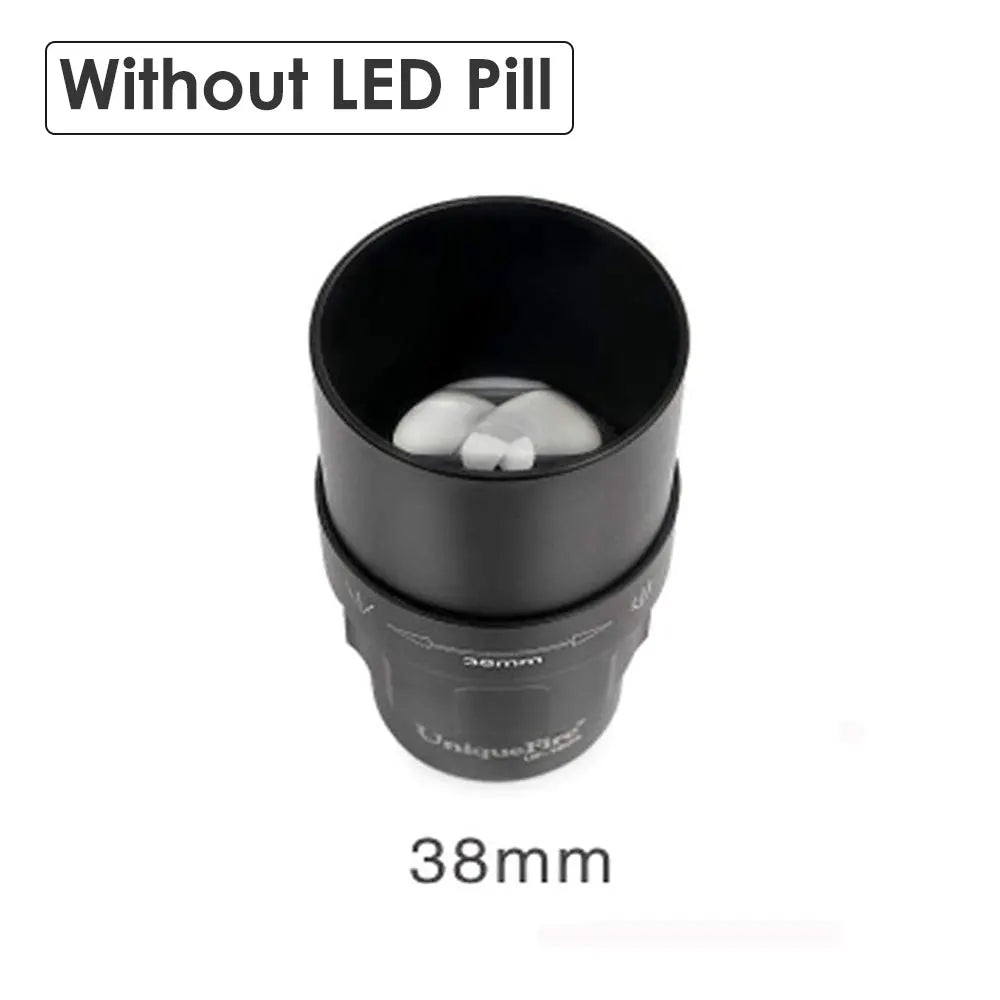 lentille interchangeable noire 75mm 67mm 50mm 38mm lampe torche led rechargeable