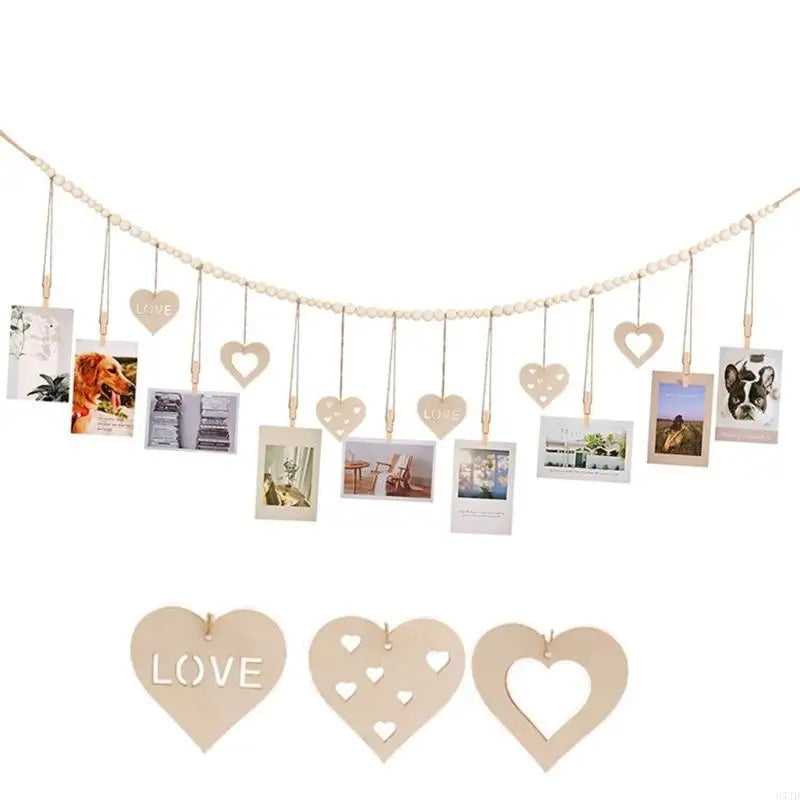 guirlande blanches clips bois cartes photo décorations murales rustiques adultes unisexes