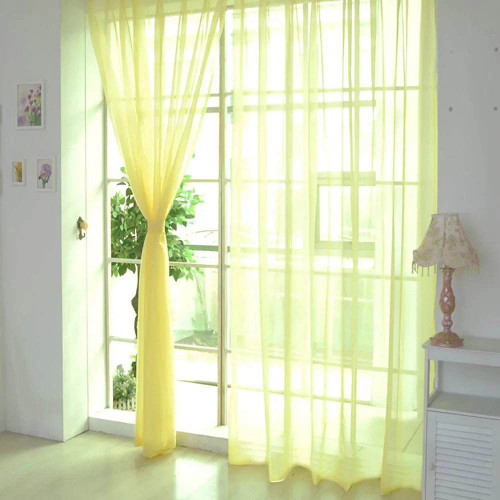 rideaux voile transparents décoratifs noir bleu rose rouge maison bord étroit
