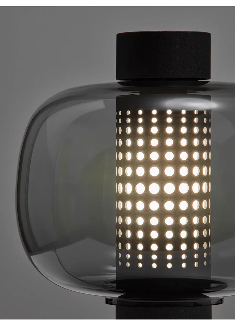 lampe table moderne ambre gris perforations circulaires transparente led 11w 15w chambre salon