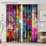 rideau moderne graffiti multicolore polyester 29.53x65.35in 41.34x90.55in decoration fete famille abstraite