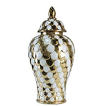 vases décoratifs modernes or blanc argentés motifs ronds couvercles assortis