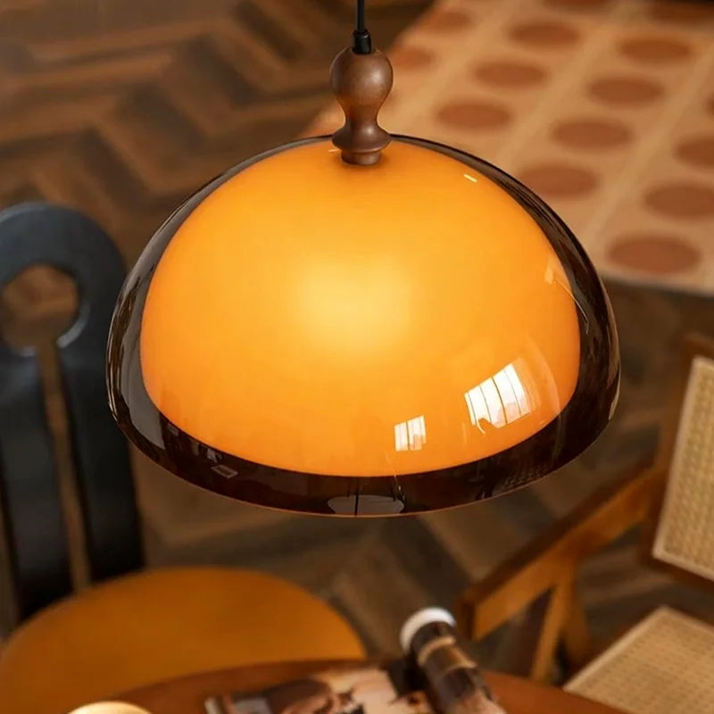 lampe suspendue moderne orange mat pendentif chaîne noire restaurant étude chambre exposition led réglable