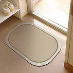 tapis bain absorbant rapide sèche facile non glissant moderne beige lignes noires minimaliste