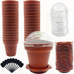 pots fleurs mini serre brun orange transparent couvercle humidité pelle réception base plantaions intérieurextérieur