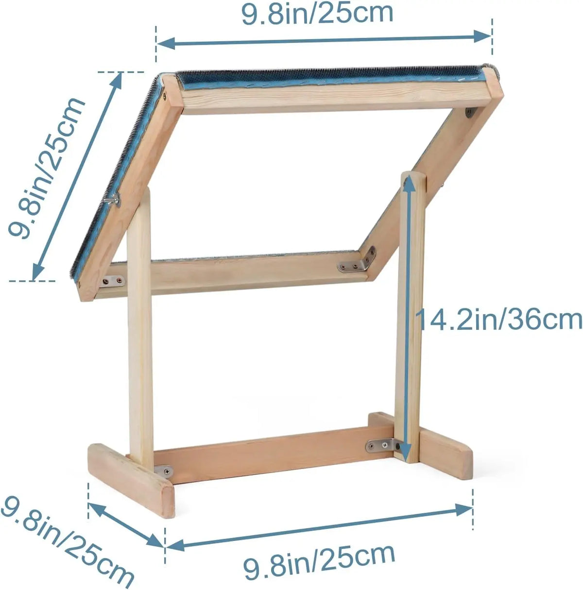 Cadre broderie bleu marine beige tissu pointillé vis clips tournevis pratique robuste 25cm 36cm