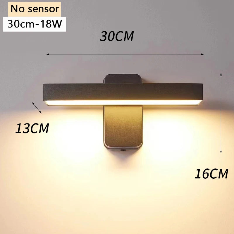 lumière murale led moderne 30cm marron foncé interrupteur tactile sensoriale ip65 étanche