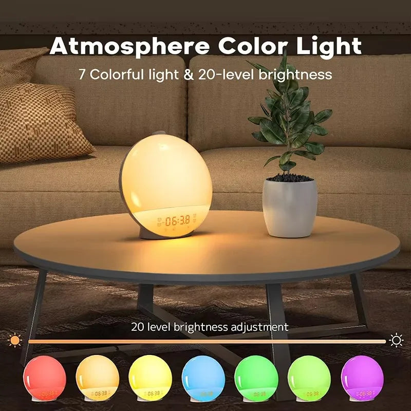 réveil lumineux radio numérique sons naturels ambre blanc chargeur usb horloge moderne led plasma